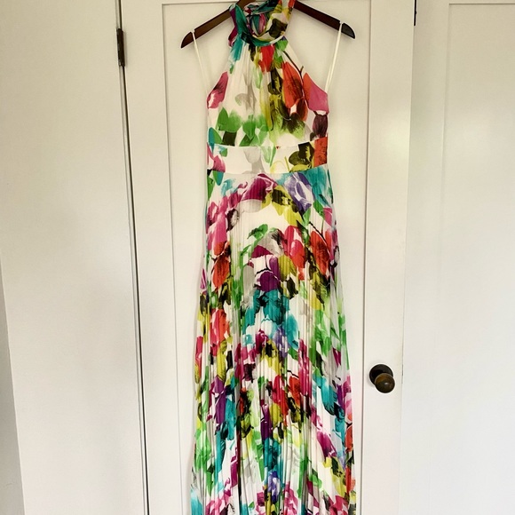 Eliza J Floral Print Halter Maxi Dress Size 2 - Picture 2 of 5